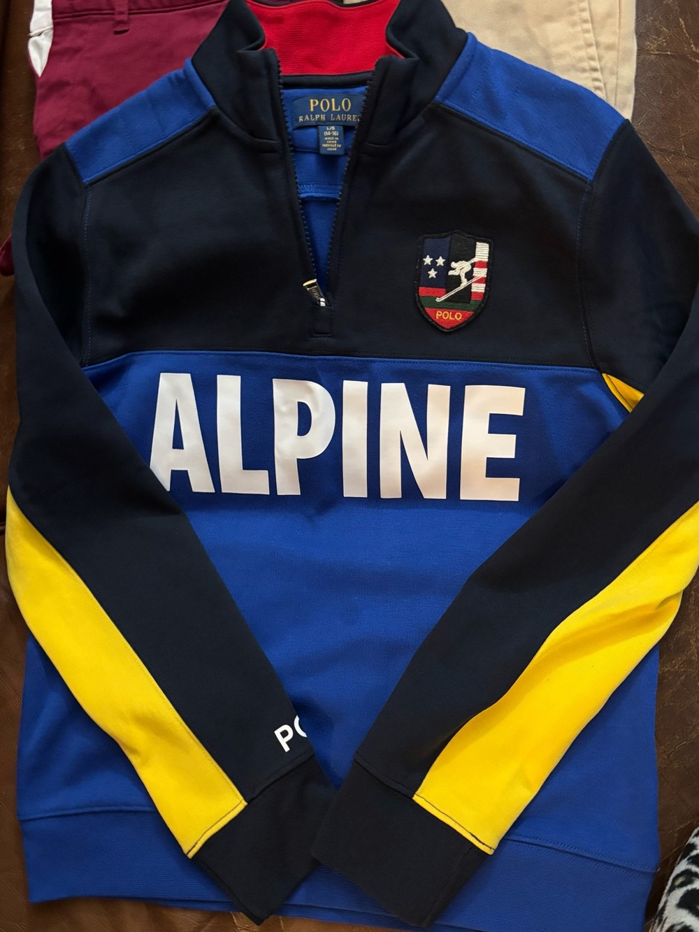Polo by Ralph Lauren Navy/Blue/Yellow Alpine Half-Zip Boys Pullover Size 14/16